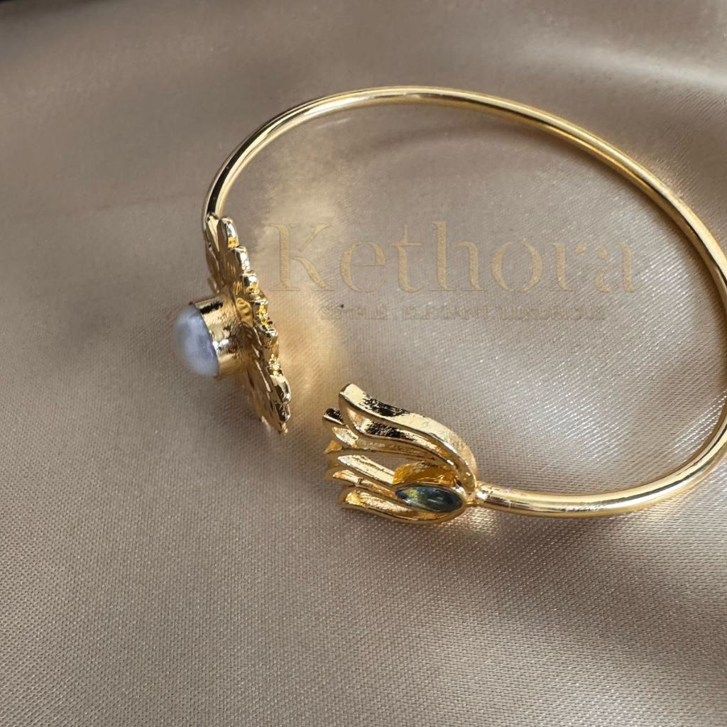 Lotus and flower Cuff Bangle