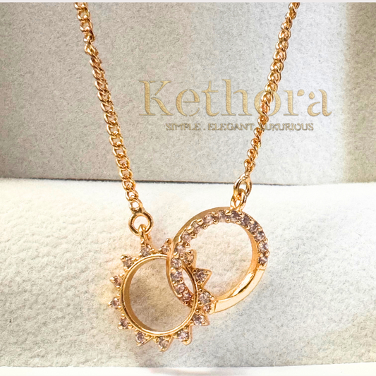 Sun & Moon Eternity Necklace  | Interlocking Circle Necklace |24 K gold plated | daily wear| office wear