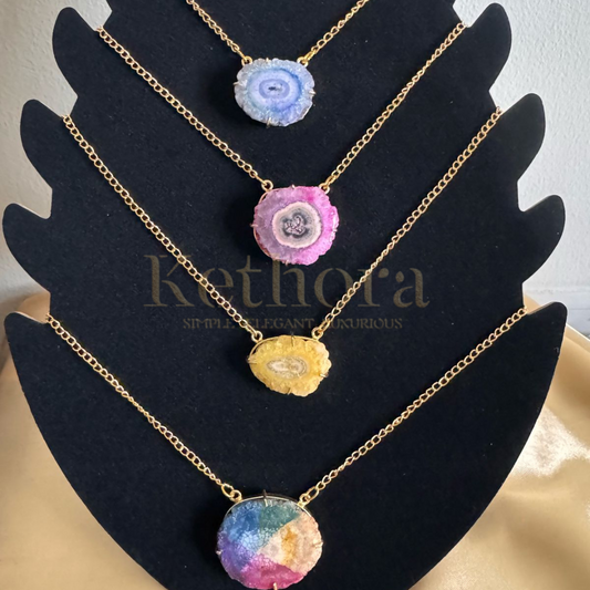 Natural Rainbow and yellow raw stone necklace| Premium quality|Microplated