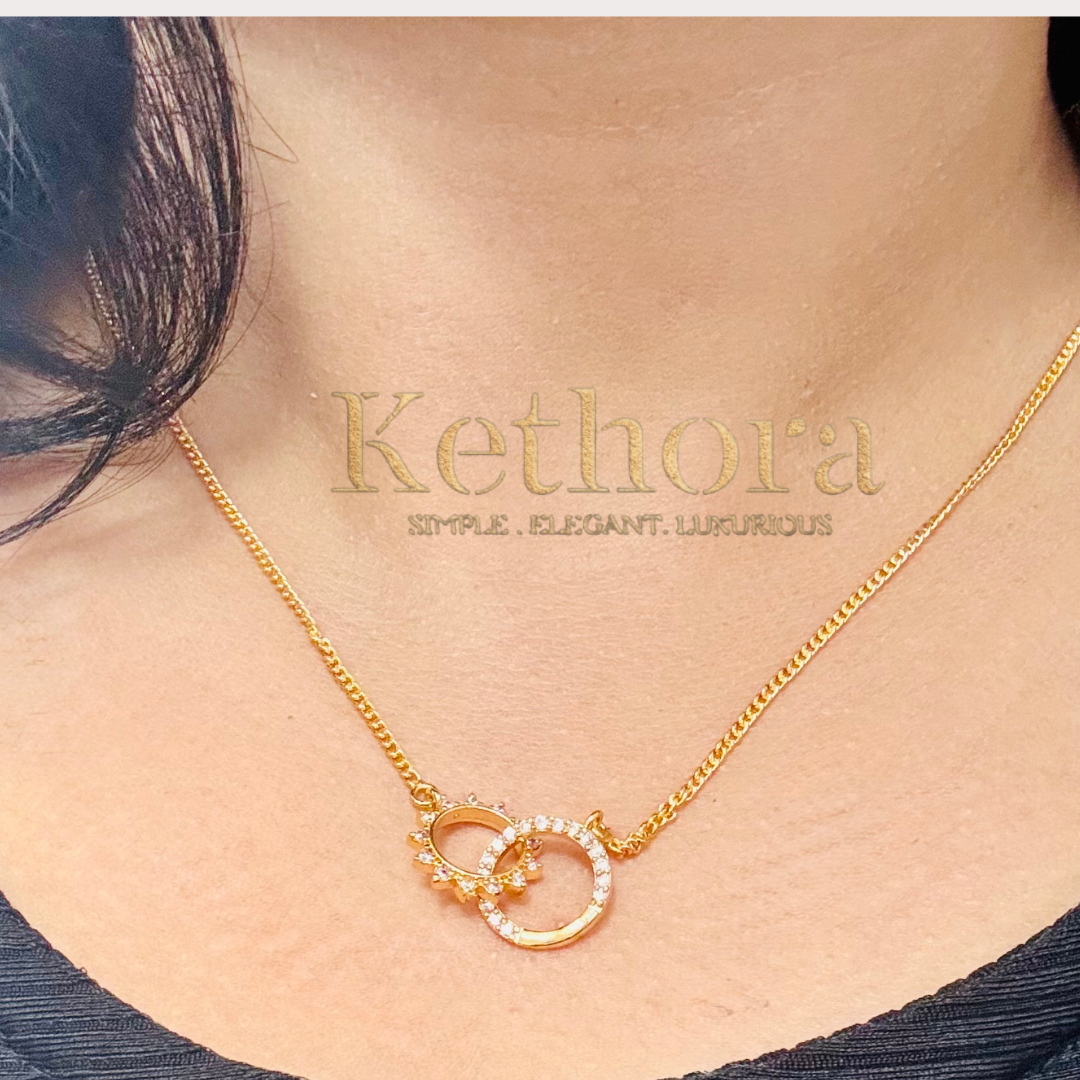 Sun & Moon Eternity Necklace  | Interlocking Circle Necklace |24 K gold plated | daily wear| office wear