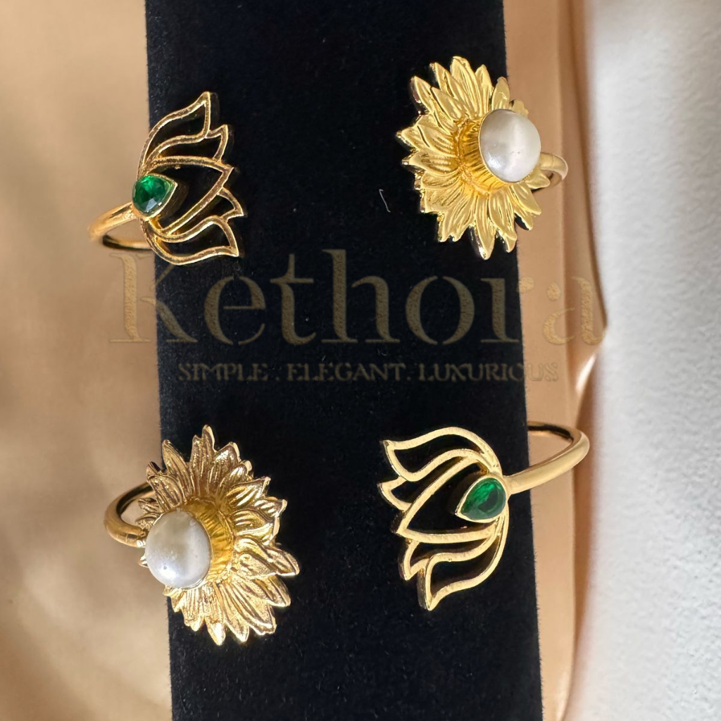 Lotus and flower Cuff Bangle